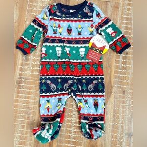 NWT North Pole • Baby One Piece Fleece Sleepwear Footie Holiday Christmas 3M